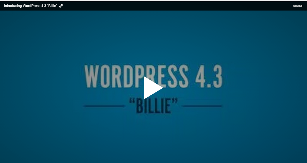 Screenshot of WordPress Release "Billie"